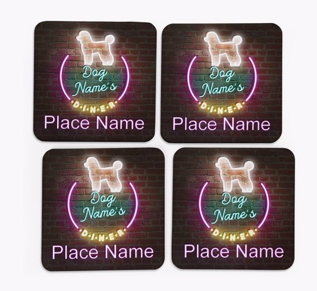 'Neon Lights Diner' - Personalised {breedFullName} Coasters